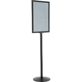 Update Display Infoständer, doppelseitig, Stahl-Fußplatte, ovales Zentralprofil, DIN A1 Hochformat, schwarz
