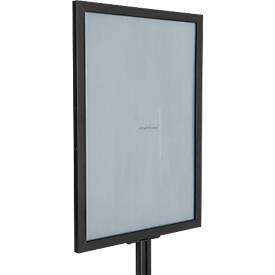 Update Display Infoständer, doppelseitig, Stahl-Fußplatte, ovales Zentralprofil, DIN A1 Hochformat, schwarz
