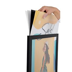 Update Display Infoständer, doppelseitig, Stahl-Fußplatte, ovales Zentralprofil, DIN A1, schwarz