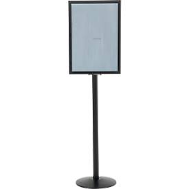 Update Display Infoständer, doppelseitig, Stahl-Fußplatte, ovales Zentralprofil, DIN A2 Hoch-/Querformat, schwarz