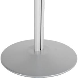 Update Display Infoständer, doppelseitig, Stahl-Fußplatte, ovales Zentralprofil, DIN A2 Hoch-/Querformat, silber