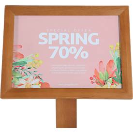 Update Display Infoständer WOOD, Buchenholz, Hoch- und Querformat, Buche, DIN A3