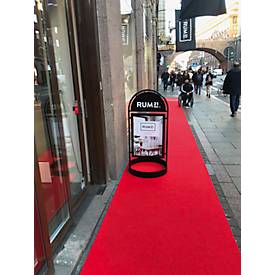 Update Display Kundenstopper Wheel, 500 x 700 mm, wasserfest, 35 mm Klapprahmen, Logofläche, mit Laufrollen, schwarz RAL 9005