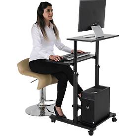 Update Display mobile Arbeitsstation BLACK, höhenverstellbar, Laufrollen mit Feststell-Bremse, schwarz