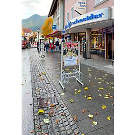 Update Display Werbe-Fahrradständer Economy, DIN A1, mit 4 Fahrrad-Einstellplätzen und Klapprahmen, silber