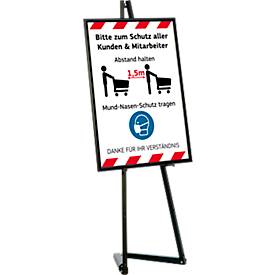 Update Displays Staffelei, höhenverstellbar, Aluminium, faltbare Füße, B 536 x T 309 x H 1500 mm, schwarz