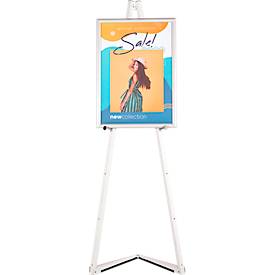 Update Displays Staffelei, höhenverstellbar, Aluminium, faltbare Füße, B 536 x T 309 x H 1500 mm, weiß