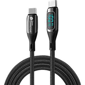 USB 2.0 Lade/-Datenkabel Good Connections, USB-C an USB-C, Leistung 100 W, bis 480 Mbit/s, mit Digitalanzeige, Länge 1 m, schwarz