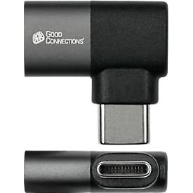 USB 4.0 Winkeladapter Good Connections, USB-C an USB-C, Leistung 240 W, bis 40 Gbit/s, bis 8K, links & rechts einsteckbar, Aluminium, anthrazit