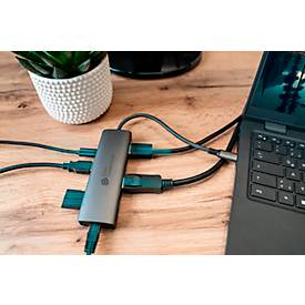 USB-C Hub Good Connections, 10er-Port mit 2 x HDMI, 1 x DisplayPort, 1 x USB-C, 2 x USB 3.0 A, 1 x USB 2.0 A, 1 x RJ45, 1 x Kartenleser, anthrazit