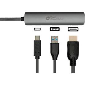 USB-C Hub Good Connections, 3er-Port mit 1 x HDMI, 1 x USB-C, 1 x USB 3.0 A, anthrazit