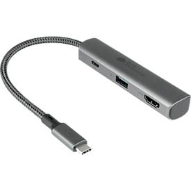 USB-C Hub Good Connections, 3er-Port mit 1 x HDMI, 1 x USB-C, 1 x USB 3.0 A, anthrazit