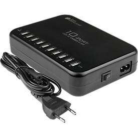 USB-Desktop-Schnellladestation Good Connections, 10er-Port mit 10 x USB-A, Leistung 120 W, schwarz