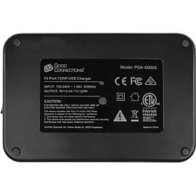 USB-Desktop-Schnellladestation Good Connections, 10er-Port mit 10 x USB-A, Leistung 120 W, schwarz