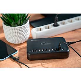USB-Desktop-Schnellladestation Good Connections, 10er-Port mit 10 x USB-A, Leistung 120 W, schwarz