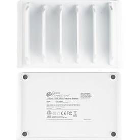 USB-Desktop-Schnellladestation Good Connections, 10er-Port mit 5 x USB-C + 5 x USB-A, Leistung 110 W, weiß