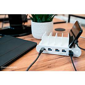 USB-Desktop-Schnellladestation Good Connections, 10er-Port mit 5 x USB-C + 5 x USB-A, Leistung 110 W, weiß