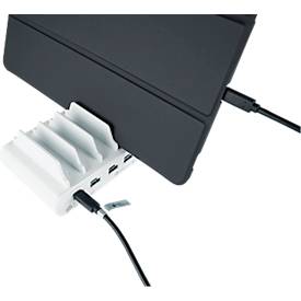 USB-Desktop-Schnellladestation Good Connections, 10er-Port mit 5 x USB-C + 5 x USB-A, Leistung 110 W, weiß