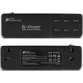 USB-Desktop-Schnellladestation Good Connections, 6er-Port mit 6 x USB-C, Leistung 120 W, schwarz