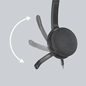 USB Headset Logitech H340, binaural, verstellbares Mikrofon mit Geräuschfilter, verstellbarer Kopfbügel, B 173 x T 65 x H 210 mm, schwarz