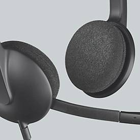 USB Headset Logitech H340, binaural, verstellbares Mikrofon mit Geräuschfilter, verstellbarer Kopfbügel, B 173 x T 65 x H 210 mm, schwarz