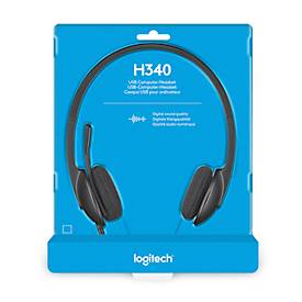 USB Headset Logitech H340, binaural, verstellbares Mikrofon mit Geräuschfilter, verstellbarer Kopfbügel, B 173 x T 65 x H 210 mm, schwarz