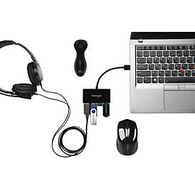 USB Hub Kensington UH400 K39121EU, 4 USB 3.0 Anschlüsse, Übertragungsgeschwindigkeit 5 GBit/s, schwarz