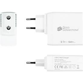 USB-Schnellladegerät Good Connections, mit GaN-Technologie, 1er-Port mit 1 x USB-C, Leistung 140 W, inkl. Ladekabel, weiß