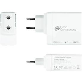 USB-Schnellladegerät Good Connections, mit GaN-Technologie, 3er-Port mit 2 x USB-C + 1 x USB-A, Leistung 100 W, weiß