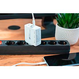 USB-Schnellladegerät Good Connections, mit GaN-Technologie, 3er-Port mit 2 x USB-C + 1 x USB-A, Leistung 100 W, weiß