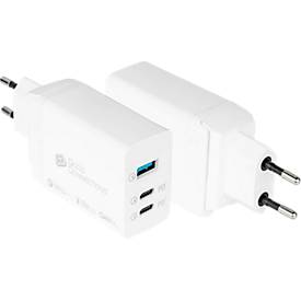 USB-Schnellladegerät Good Connections, mit GaN-Technologie, 3er-Port mit 2 x USB-C + 1 x USB-A, Leistung 65 W, weiß