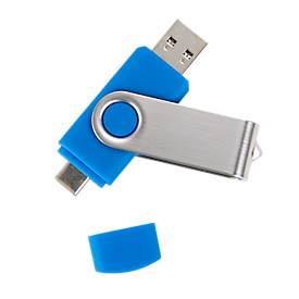 USB-Stick C5, mit 1 x USB 3.0 & 1 x USB Typ-C, bis zu 4,8 GB/s, duplexfähig, Speicherkapazität 16 GB, blau