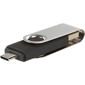 USB-Stick C5, mit 1 x USB 3.0 & 1 x USB Typ-C, bis zu 4,8 GB/s, duplexfähig, Speicherkapazität 16 GB, schwarz