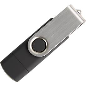 USB-Stick C5, mit 1 x USB 3.0 & 1 x USB Typ-C, bis zu 4,8 GB/s, duplexfähig, Speicherkapazität 32 GB, schwarz