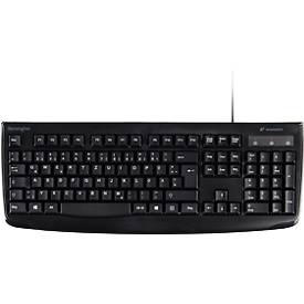 Image of USB-Tastatur Kensington Pro Fit®, Qwertz-Tastatur, 104 Tasten, abwaschbar, USB, kabelgebunden, Windows & Mac, B 190 x T 462 x H35 mm, schwarz