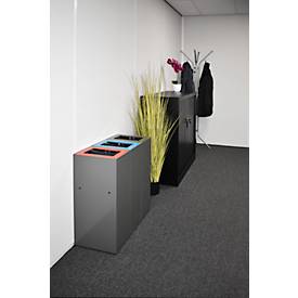 V-Part Modulares Abfalltrennsystem, 60 Liter, pulverbeschichteter Stahl, B 263 x T 335 x H 700 mm, dunkelgrau