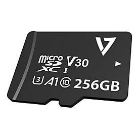 Image of V7 VPMD256GU3 - Flash-Speicherkarte (microSDXC-an-SD-Adapter inbegriffen) - 256 GB - A1 / Video Class V30 / UHS-I U3 / Class10 - microSDXC UHS-I - Schwarz