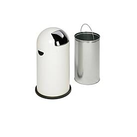 VAR Abfallsammler, 22 L, Stahl-Inneneimer, Metallgriff, weiß