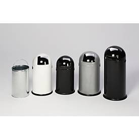 VAR Abfallsammler, 40 L, Stahl-Inneneimer, Metallgriff, silber