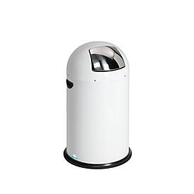 VAR Abfallsammler, 40 L, Stahl-Inneneimer, Metallgriff, weiß