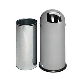 VAR Abfallsammler, 52 L, Stahl-Inneneimer, Metallgriff, silber