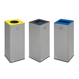 VAR Wertstoffsammelgerät WSG Quadro 79, 70 Liter, silber beschichtet, RAL 5010 blau