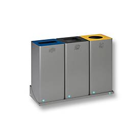 VAR Wertstoffsammelgerät WSG Quadro 79, 70 Liter, silber beschichtet, RAL 5010 blau