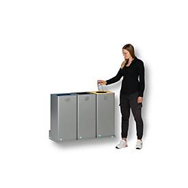 VAR Wertstoffsammelgerät WSG Quadro 79, 70 Liter, silber beschichtet, RAL 5010 blau