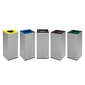 VAR Wertstoffsammelgerät WSG Quadro 79, 70 Liter, silber beschichtet, smaragdgrün RAL 6001