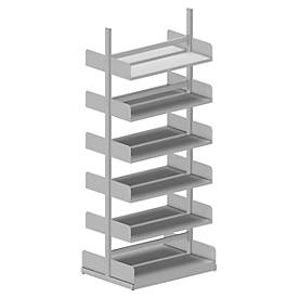 Variabo Freiarmregal, Grundfeld, doppelseitig, 300 mm Fachtiefe, 1000 x 2500 mm