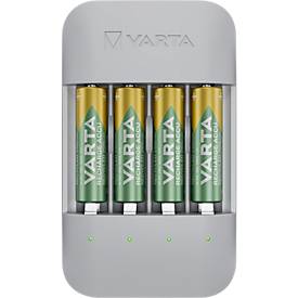 VARTA Akku Ladegerät Eco Charger Pro Recycled, aus 75% Recyclingmaterial, inkl. USB-Typ-C Ladekabel und 4x AA 2100 mAh NiMH-Akkus