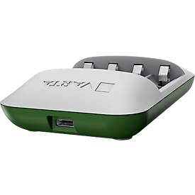 VARTA Akku Ladegerät Eco Charger Pro Recycled Box, aus 75% Recyclingmaterial, inkl. USB-Typ-C Ladekabel