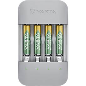 VARTA Akku Ladegerät Eco Charger Pro Recycled Box, aus 75% Recyclingmaterial, inkl. USB-Typ-C Ladekabel