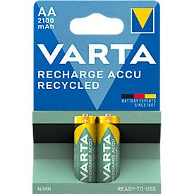 VARTA Akku Recycled Blister 2, wiederaufladbar, 2100mAh, AA, 2 Stück